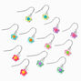 Silver 1&quot; Acrylic Daisy Flower Drop Earrings - 6 Pack,