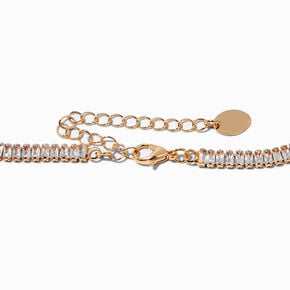 Gold-tone Cubic Zirconia Mini Emmy Tennis Choker Necklace,