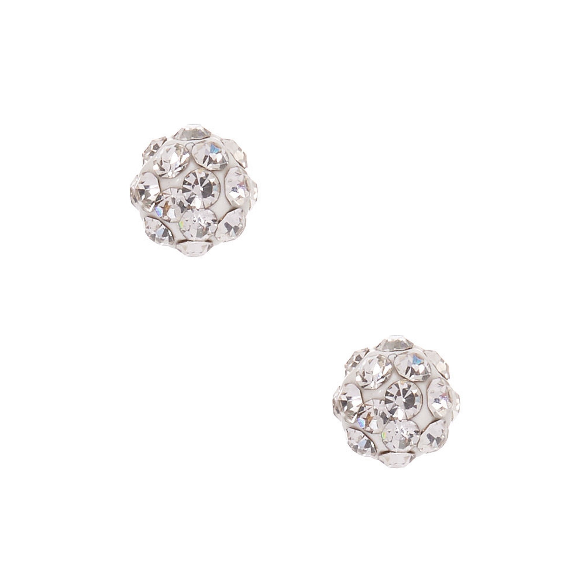 View Claires Silver Titanium 5MM Fireball Stud Earrings White information