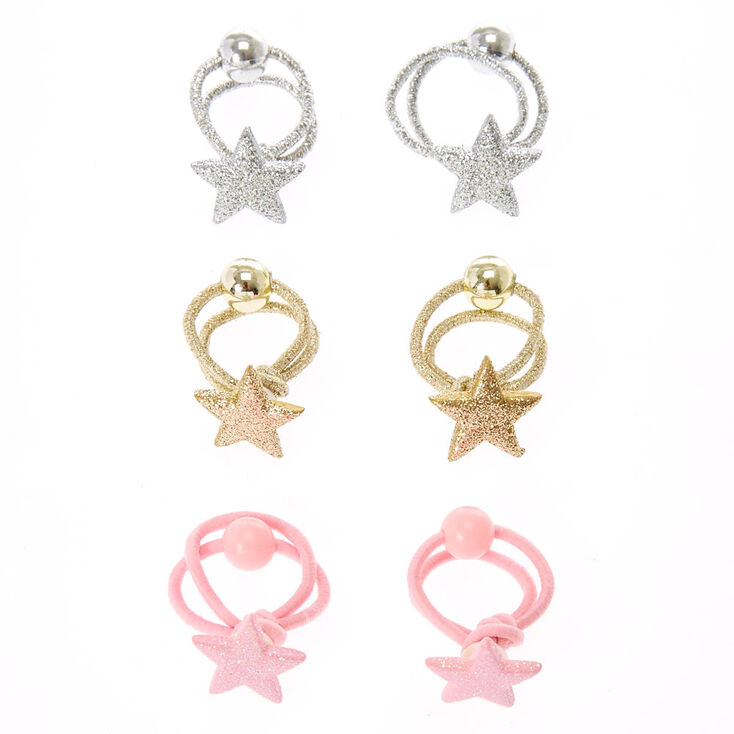Claire&#39;s Club 6 Pack Glitter Star Hair Bobbles,