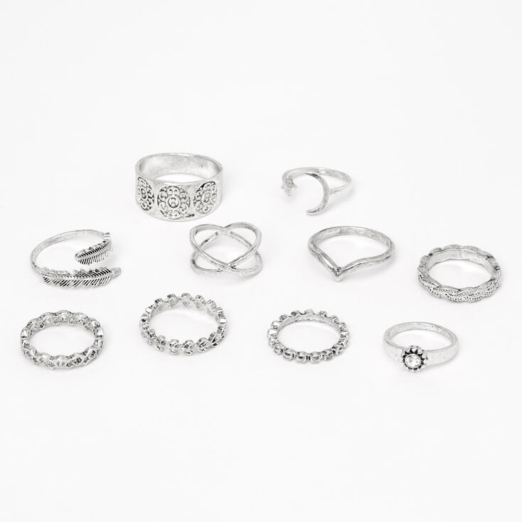 Silver Mixed Festival Rings - 10 Pack,