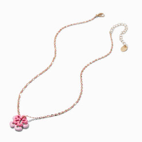 Pink Flower Pendant Necklace,