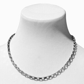 Silver-tone Open Box Link Chain Necklace,