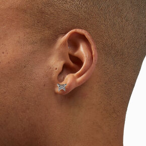 Titanium Crystal Butterfly Stud Earrings,