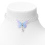 Butterfly Charm Clear Tattoo Choker Necklace,