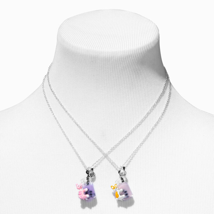 Best Friends Kitty & Corgi Bubble Tea Pendant Necklaces - 2 Pack