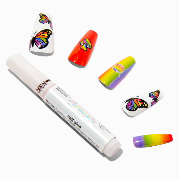 Tie Dye Pride Squareletto Vegan Faux Nail Set - 24 Pack,