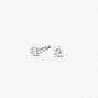 Rose Gold Cubic Zirconia Square Stud Earrings - 2MM,
