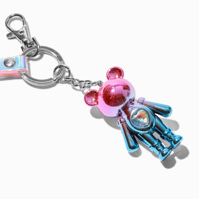 Chrome Pink &amp; Blue Ombre Bear Keychain,