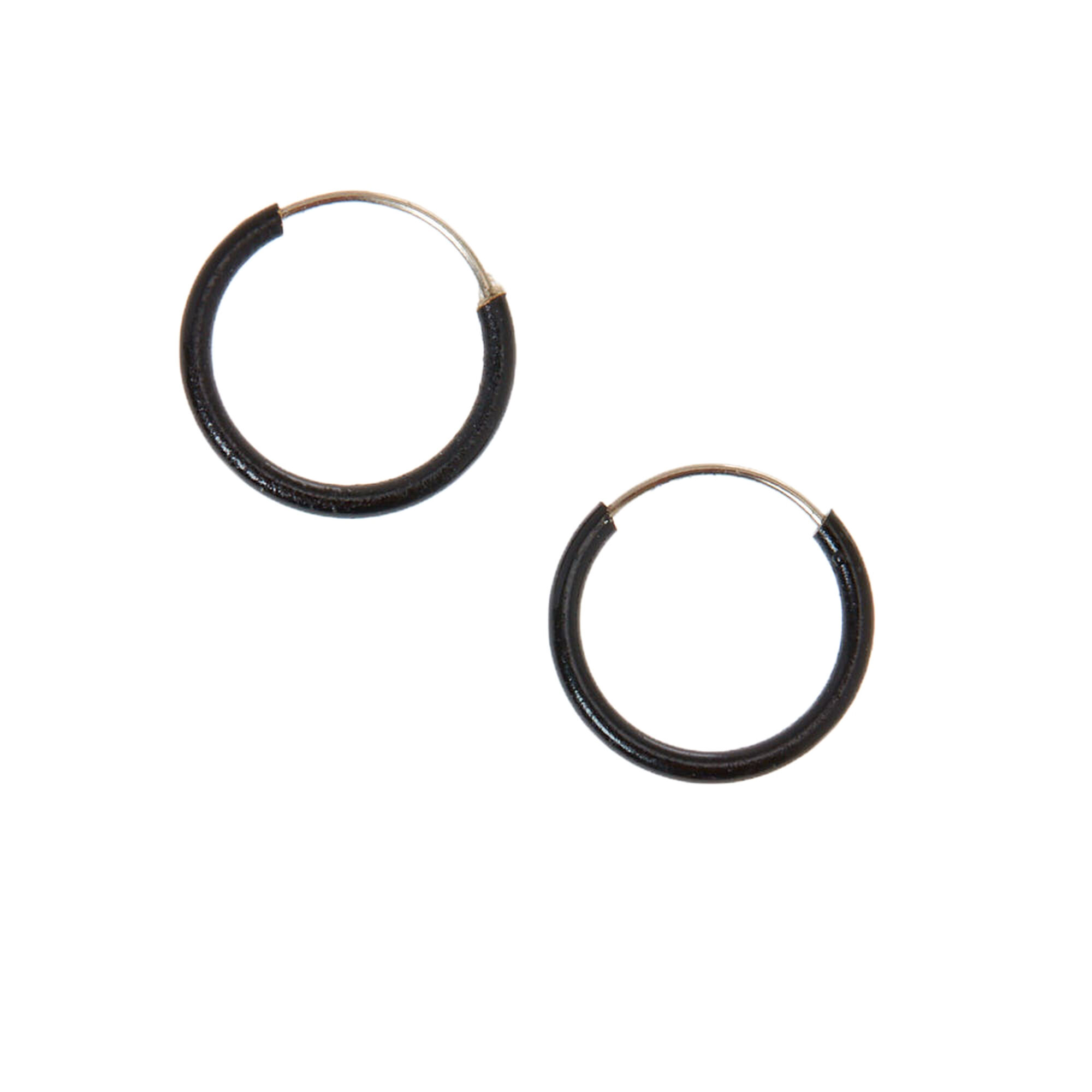 View Claires 10MM Hoop Earrings Black information