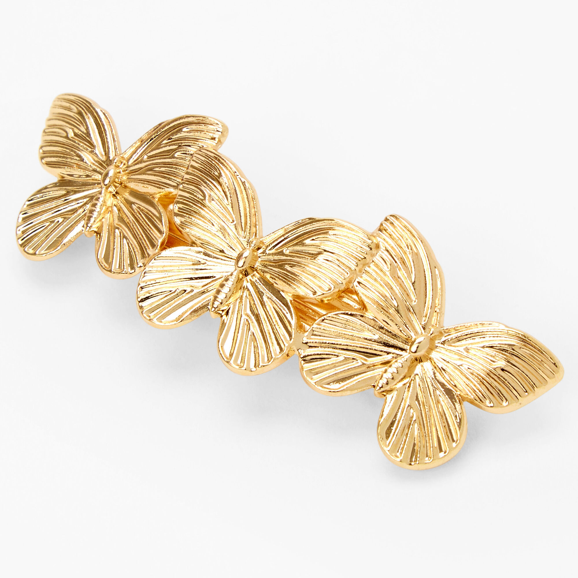 View Claires Triple Butterfly Hair Barrette Gold information