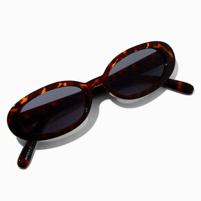 Tortoiseshell Print Oval Sunglasses,