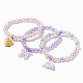 Claire&#39;s Club Pastel Pearl Beaded Stretch Bracelets &#40;3 Pack&#41;,