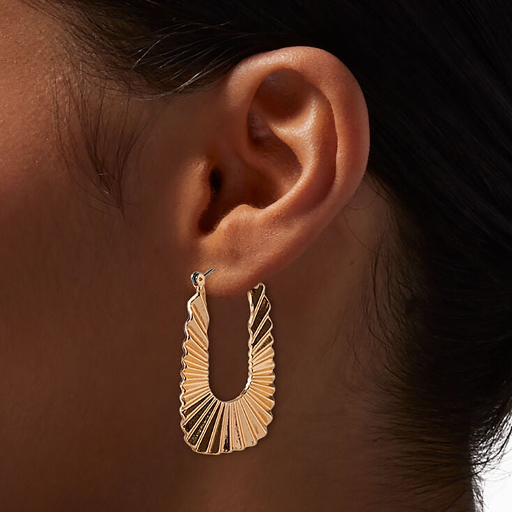 Gold-tone Textured Square 40mm Hoop Earrings,