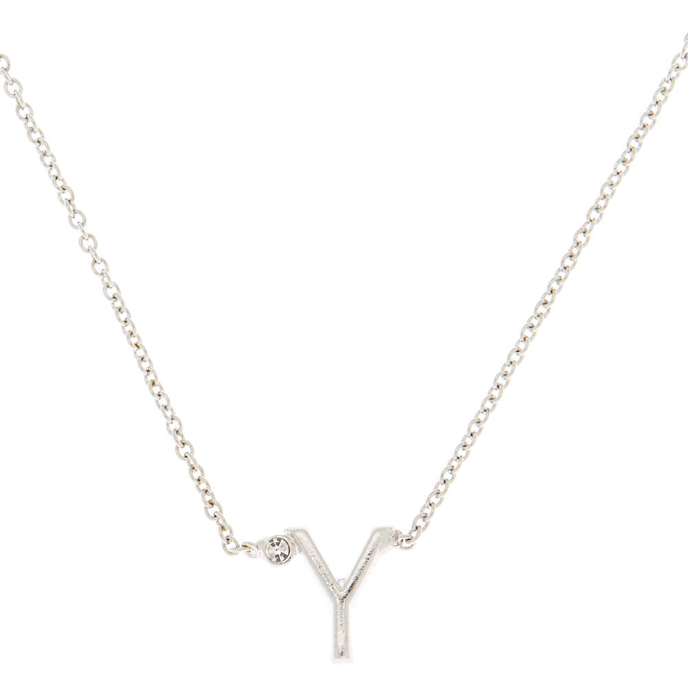 Silver Stone Initial Pendant Necklace Y Claire s US