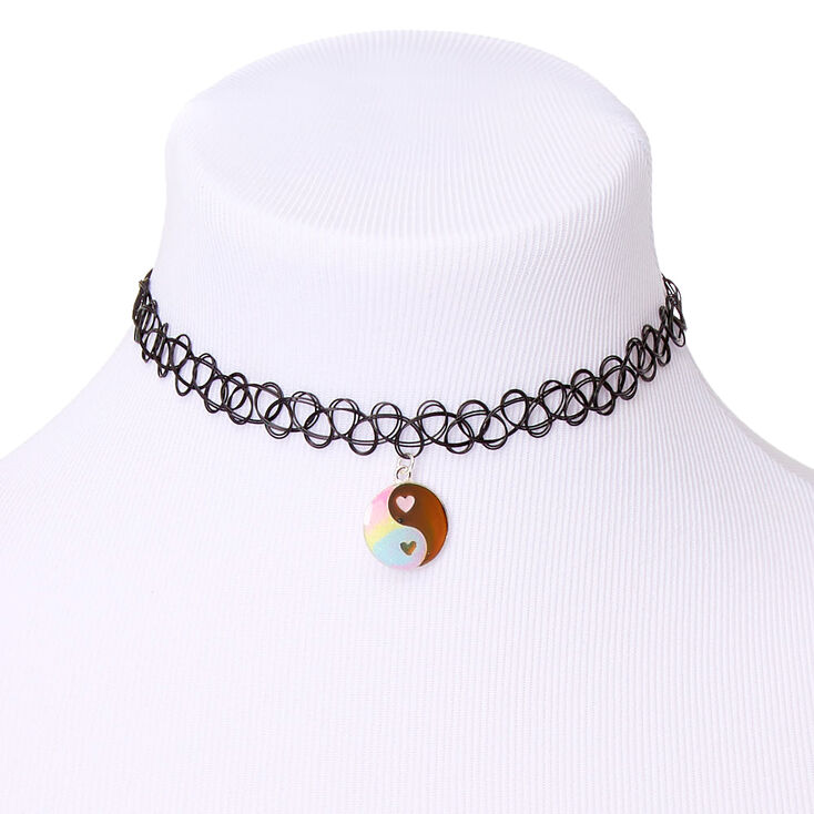 Claire's Ras-du-cou d'humeur effet tatouage pastel paillettes Yin et Yang