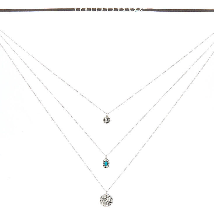 Silver Boho Multi Strand Choker Necklace | Claire's