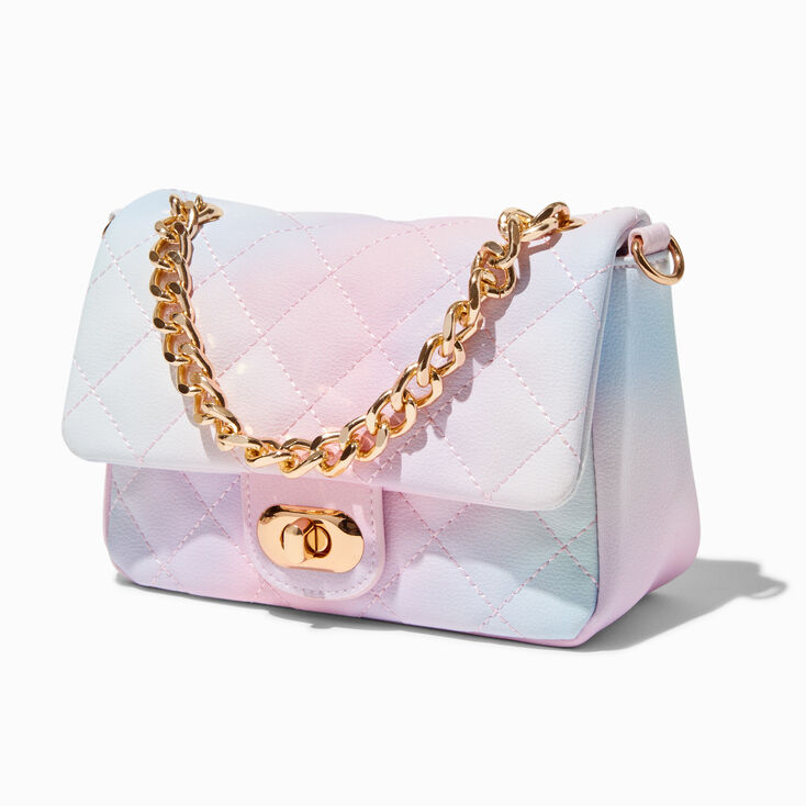 Quilted Pastel Ombr&eacute; Dual Strap Crossbody Bag,