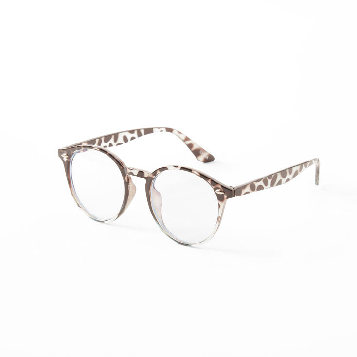 Solar Blue Light Reducing Retro Animal PrintClear Lens Frames - Black,