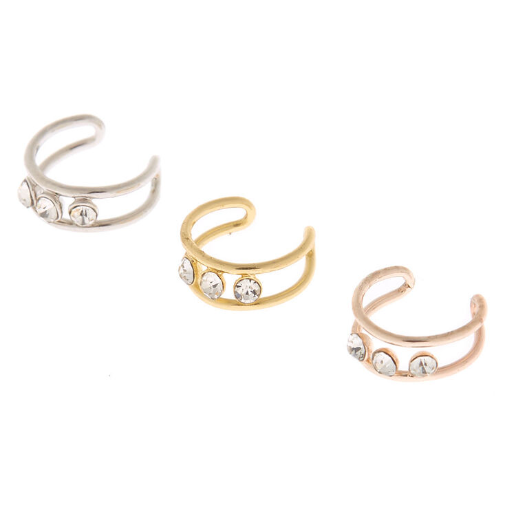 Claire's Manchettes d’oreille strass en métaux mixtes - Lot de 3