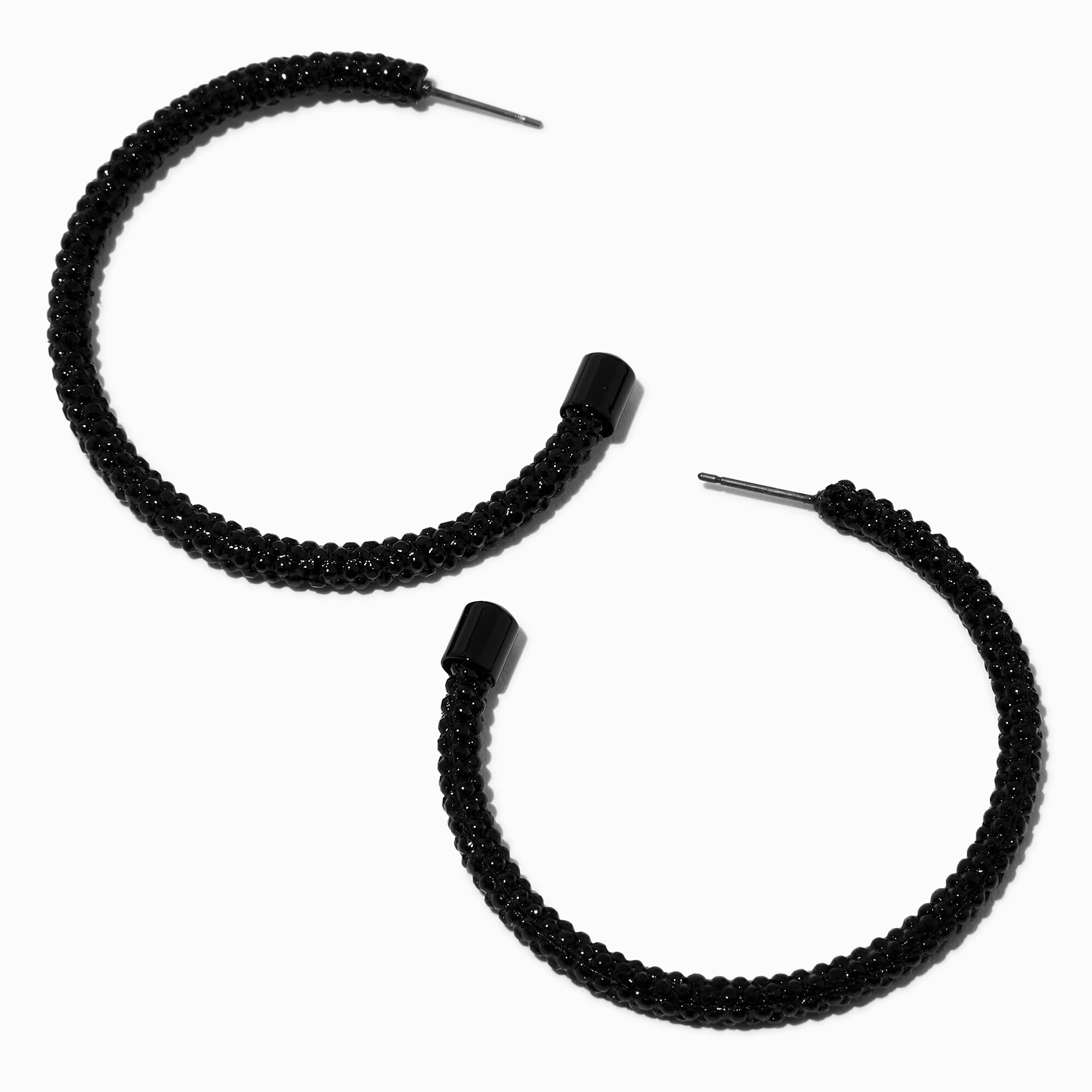 View Claires Jet Pavé Crystal 50MM Hoop Earrings Black information