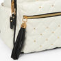 White Quilted Gold Studded Backpack,