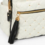 White Quilted Gold Studded Small Backpack,