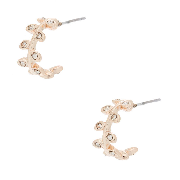 Rose Gold-tone 10mm Vine Hoop Earrings,