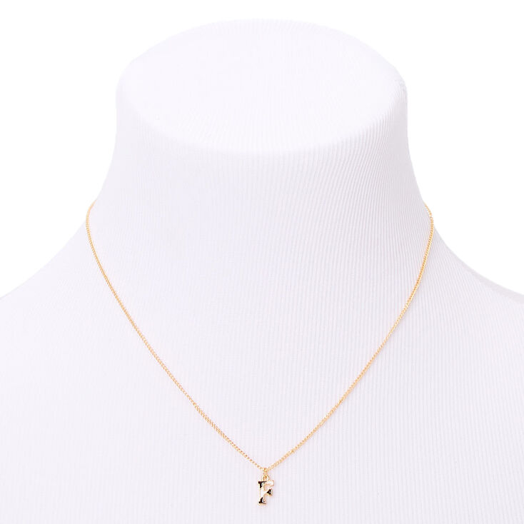 Gold Striped Initial Pendant Necklace - F,