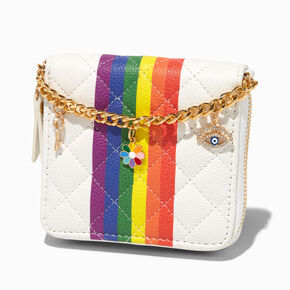 Rainbow Stripe Quilted Zip Around Wallet,