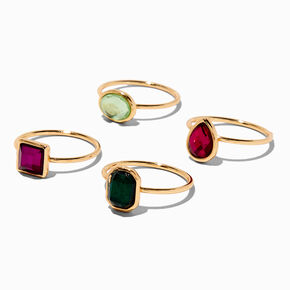 Red &amp; Green Mixed Gemstone Rings - 4 Pack,