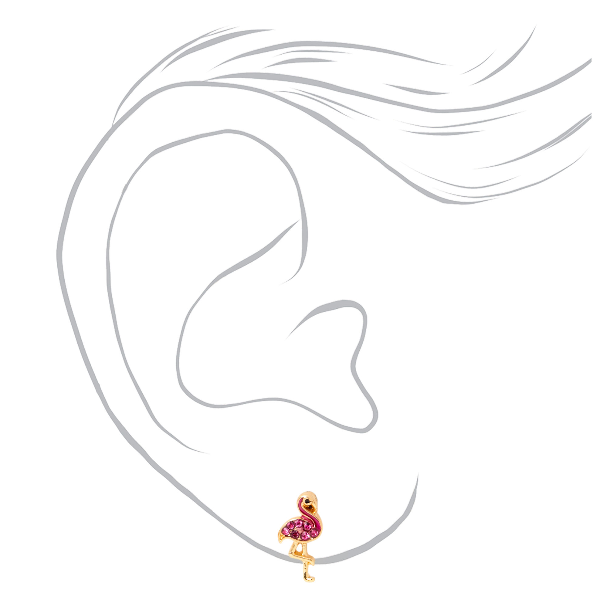 Pink Flamingo Stud Earrings,