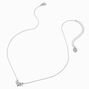 Silver-tone Cubic Zirconia Leaf Arch Pendant Necklace,