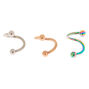 Titanium 16G Mixed Metal Tragus Earrings - 3 Pack,
