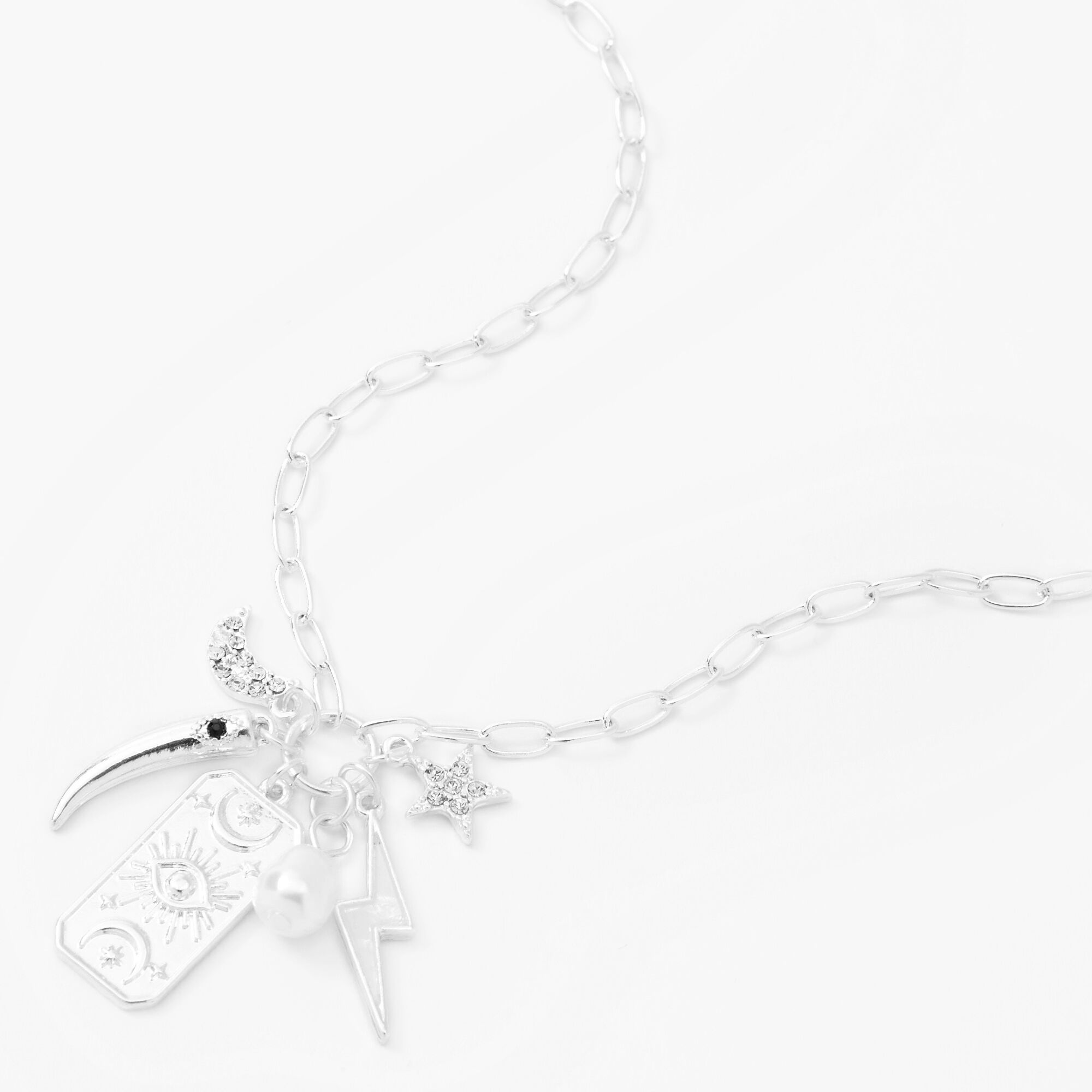 Silver Mystic Rectangle Pendant Necklace,