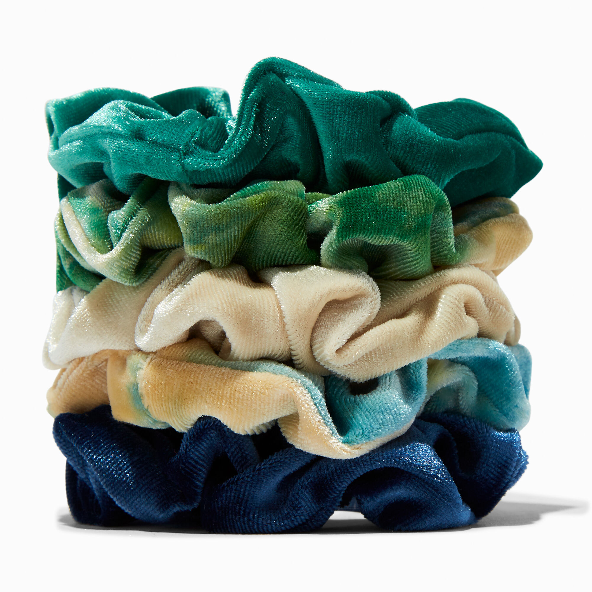 View Claires Tie Dye Solid Velvet Hair Scrunchies 5 Pack information