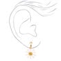 Gold 1&quot; Daisy Clip On Drop Earrings - White,