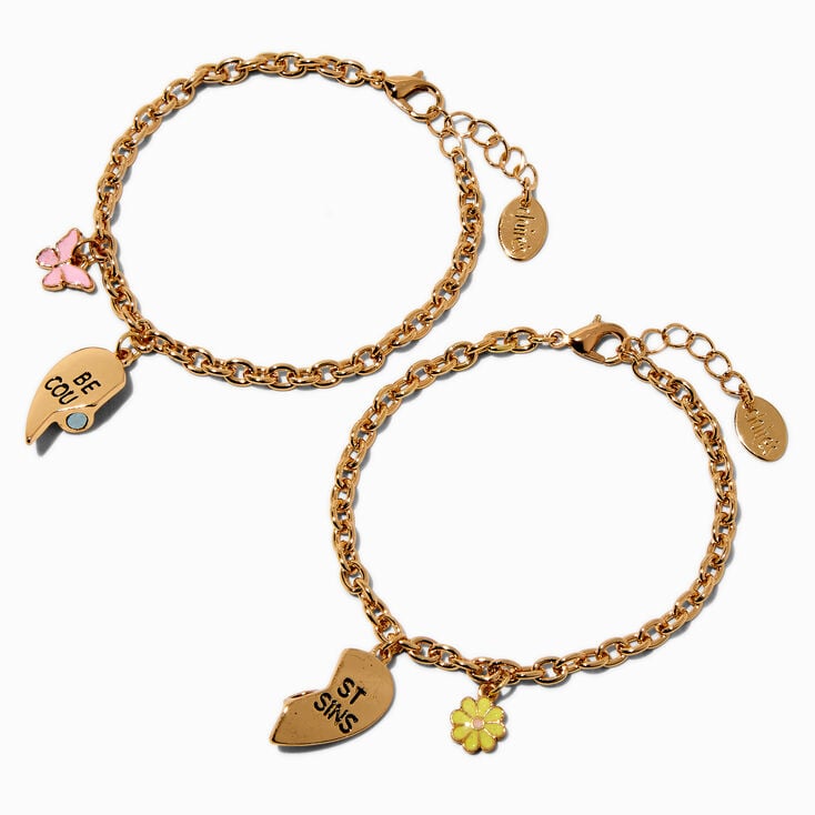 Best Friends Best Cousins Split Heart Chain Bracelets - 2 Pack,