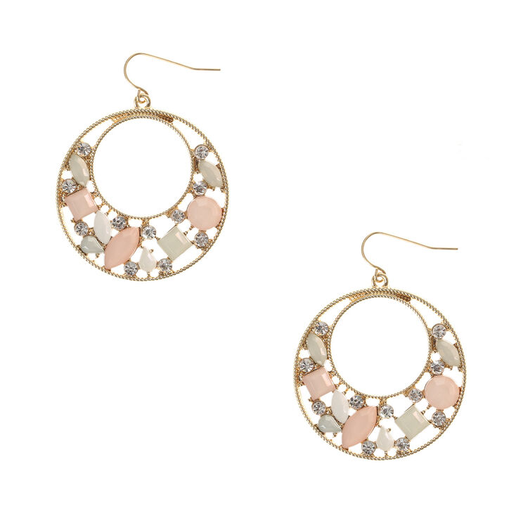 Pastel Stone And Scalloped Gold Disc Drop Earrings Claire S Us Pastel Stone And Scalloped Gold Disc Drop Earrings