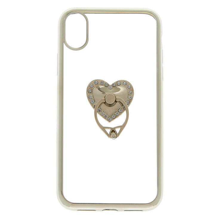 Coque de portable avec anneau de support symbole de c&oelig;ur - Compatible avec iPhone XR,
