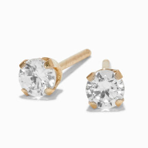 24ct Gold Plated 3mm Crystal Studs Ear Piercing Kit with After Care Lotion,