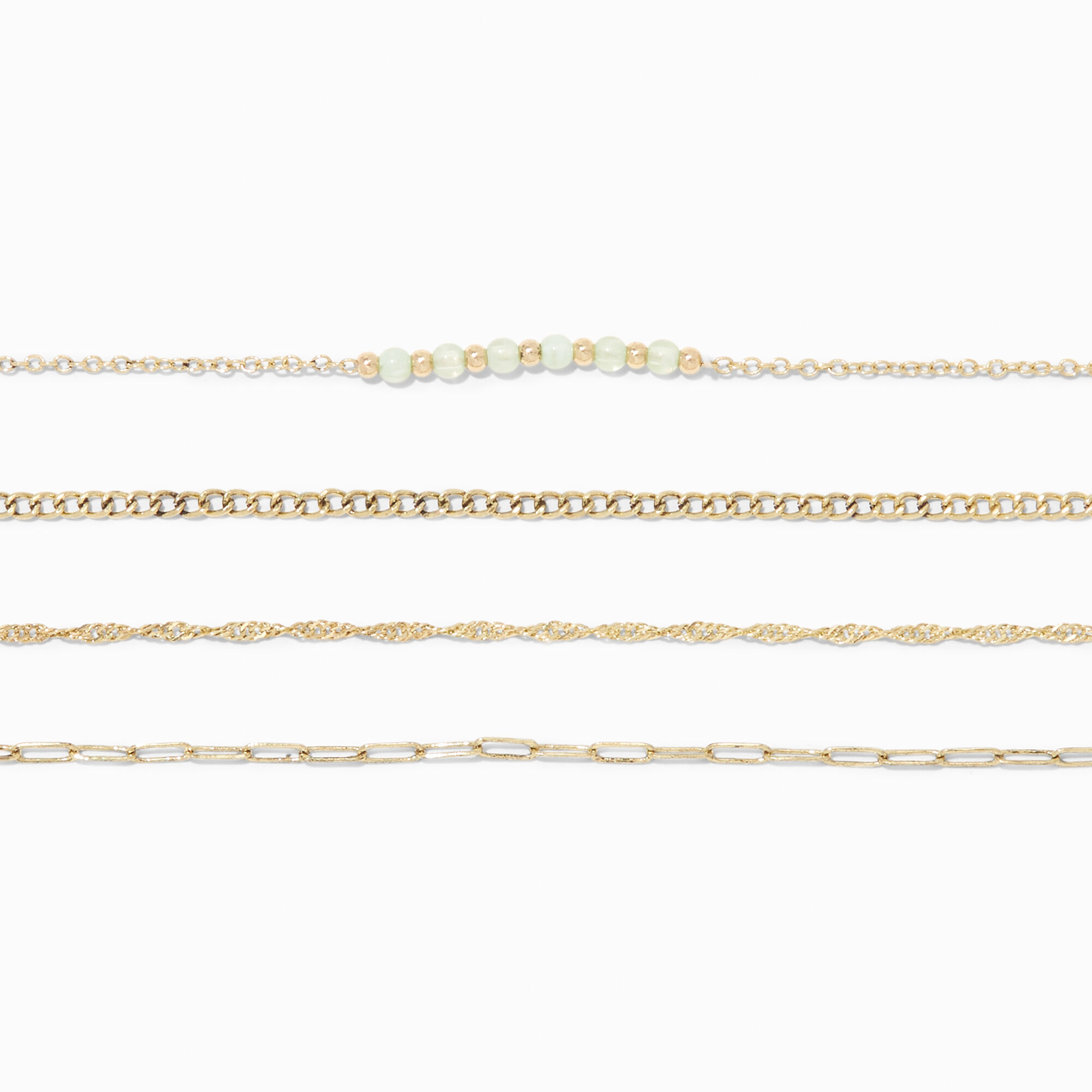 Gold Mixed Chain Choker Necklaces - 4 Pack,