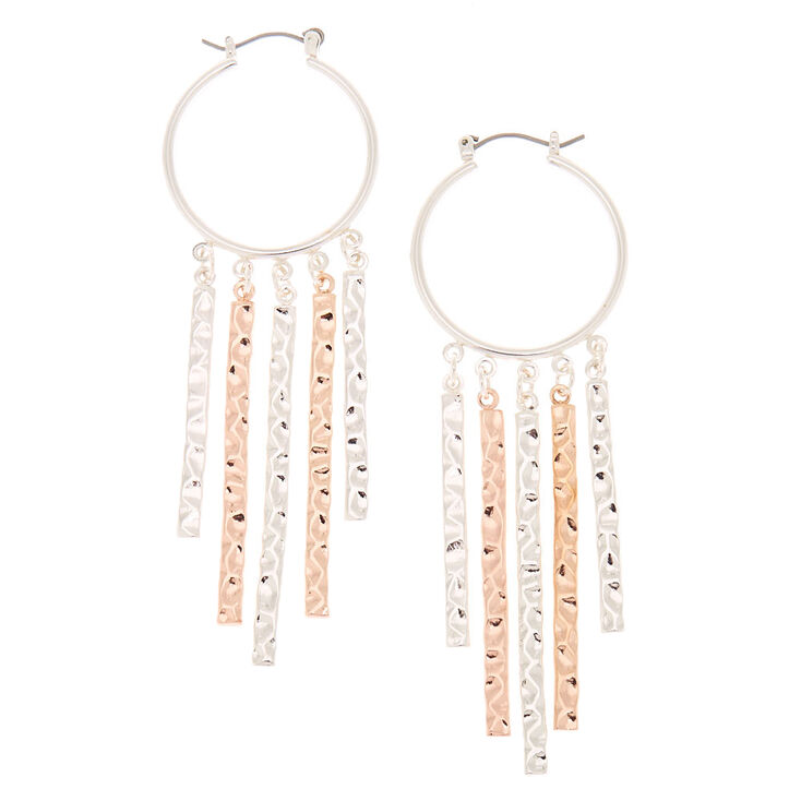 Claire's Créoles à pompons martelées 30 mm en métaux mixtes
