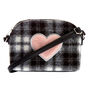 Fuzzy Flannel Heart Crossbody Bag - Black,