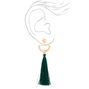 Gold 4&quot; Half Moon Tassel Drop Earrings - Green,