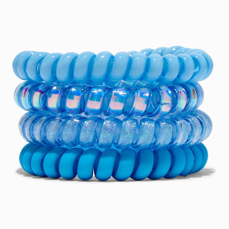 &Eacute;lastiques en spirale bleus plage - Lot de 4,