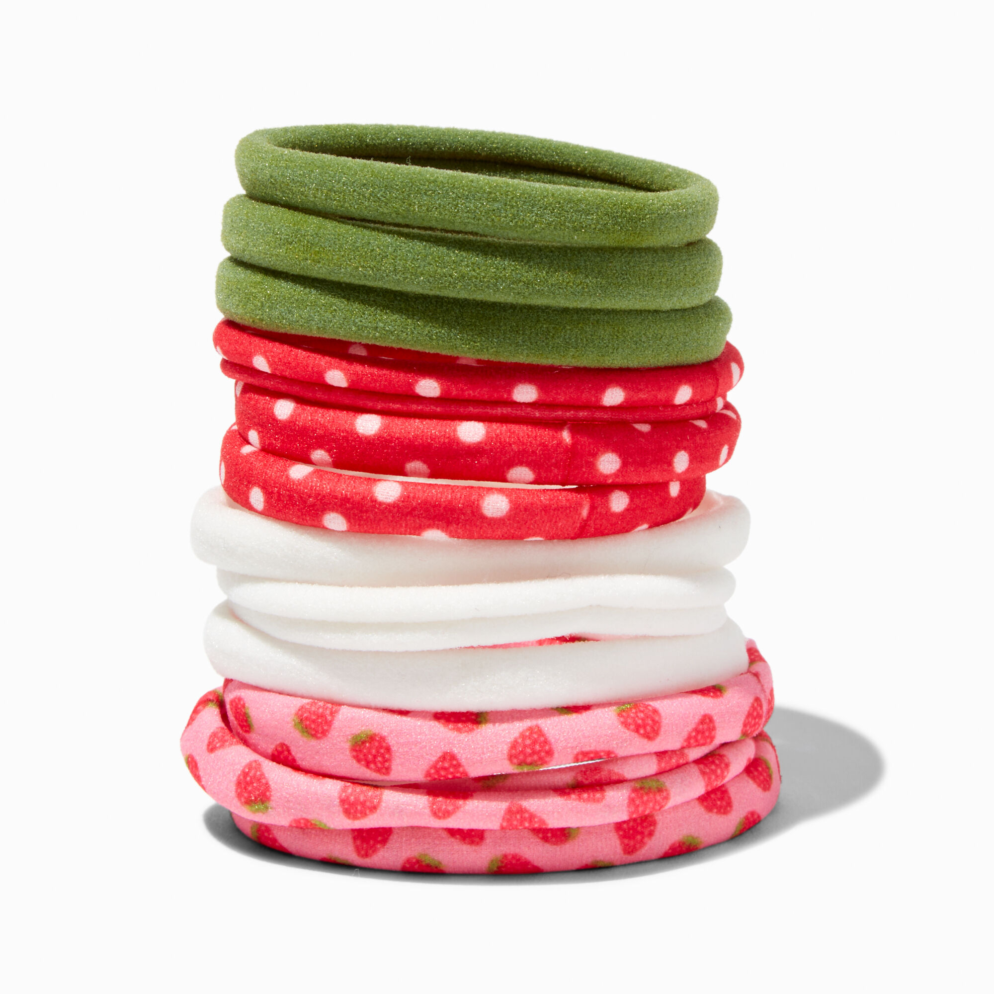 View Claires Strawberry Rolled Hair Ties 12 Pack information