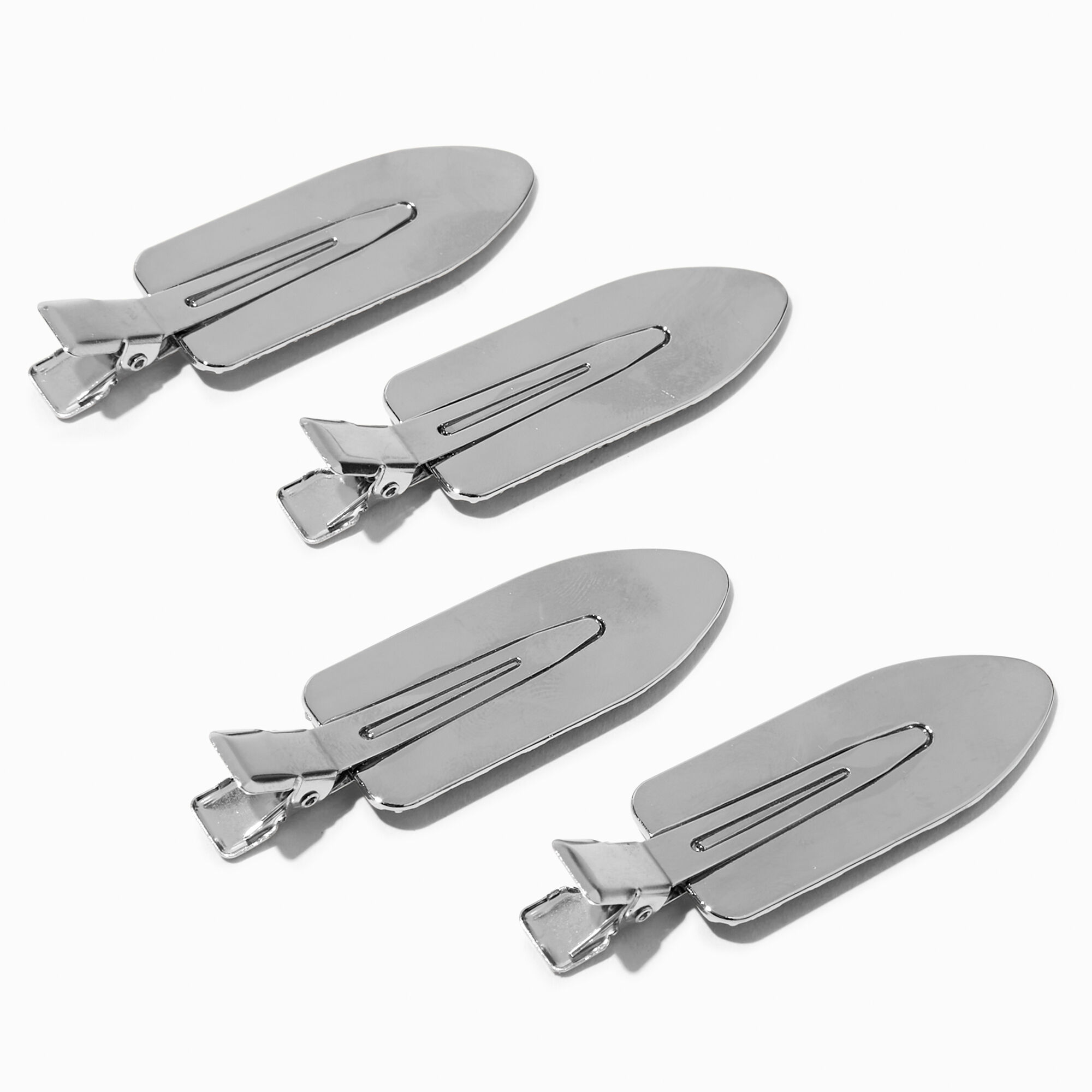 View Claires No Crease Hair Styling Clips 4 Pack Silver information
