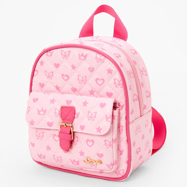 Claire's Club Pink Status Icons Mini Backpack | Claire's US