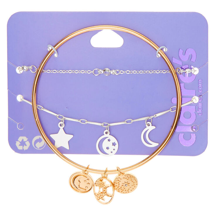 Mixed Metal Celestial Bracelets - 3 Pack,